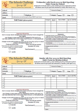 TSC 2013 Entry Form - book early!